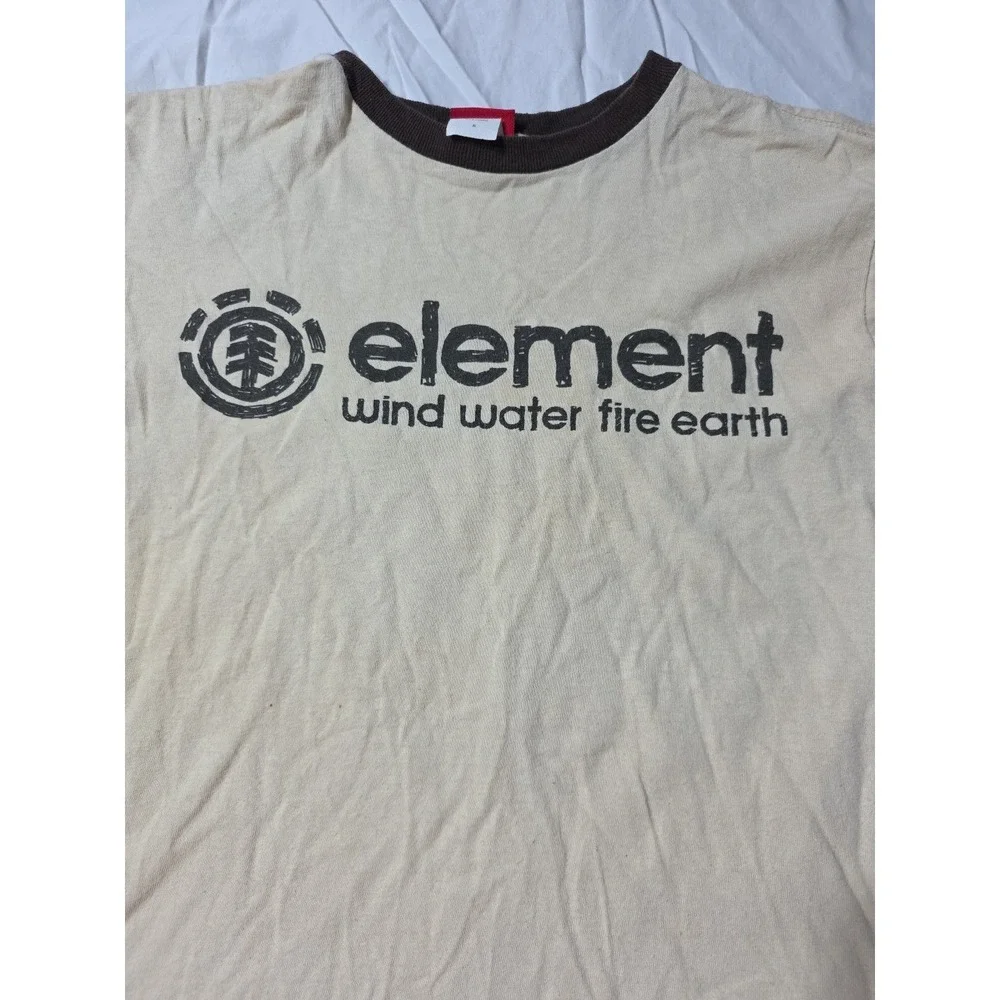 Vintage 90s Y2K Element Skateboard Graphic Brand Ringer T-Shirt Men's S USA Made